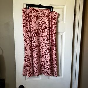 red lipstick polka dot skirt